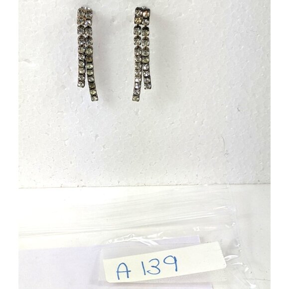 Silver Rhinestone Waterfall Stud Earrings A139 - Picture 5 of 5